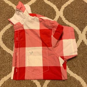 American Eagle Short-Sleeve Red Checkered Shirt